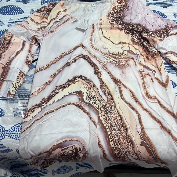 DEUYO Beach Nights Gold Marble Print Mini Dress - Picture 3 of 3